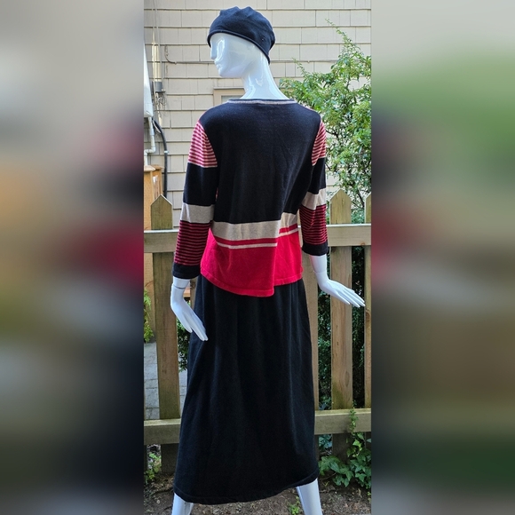 Alia Preppy Red, Black And Cream Striped Sweater,women's LG P, Cotton Blend. - Picture 10 of 11